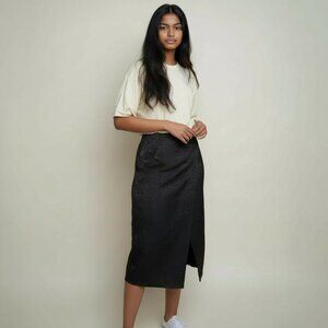 Shades of Rose “The Tristan” Satin Slip Skirt – Size S, Dusty Black, New/NWT